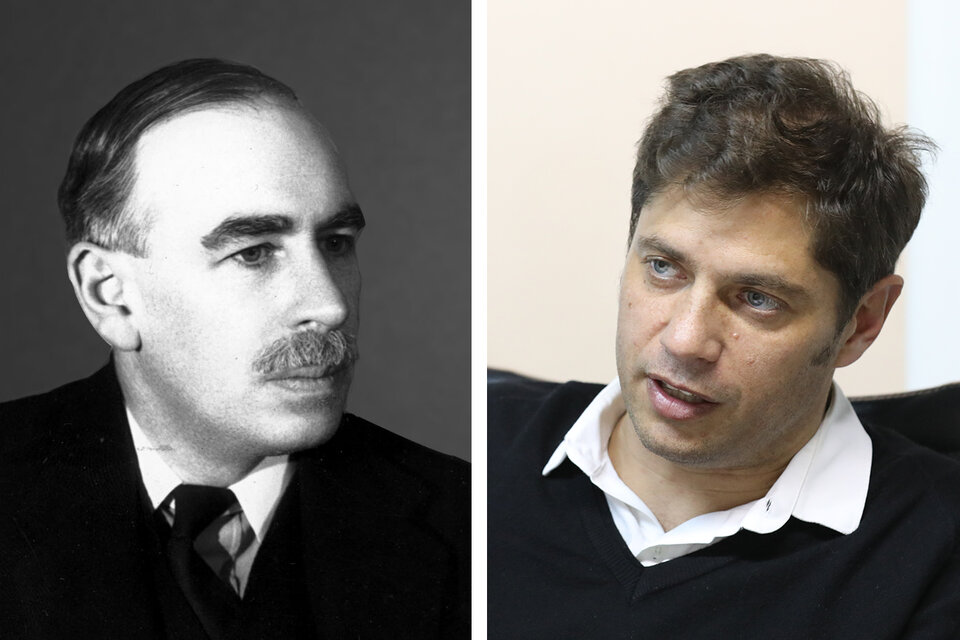 El lord inglés John Maynard Keynes y el actual gobernador de Buenos Aires, Axel Kicillof