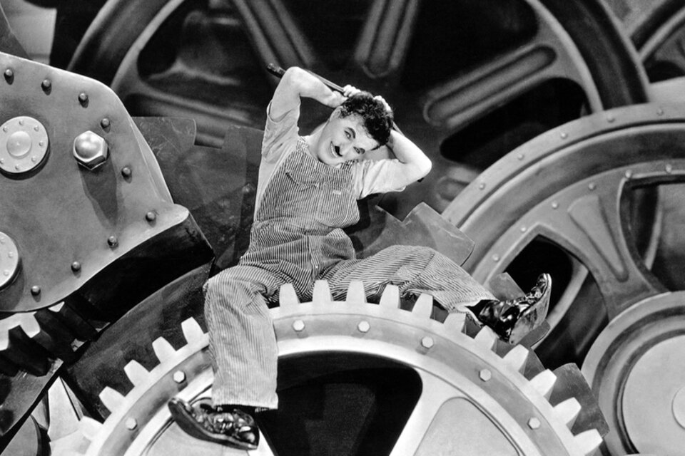 Charles Chaplin en "Tiempos modernos".