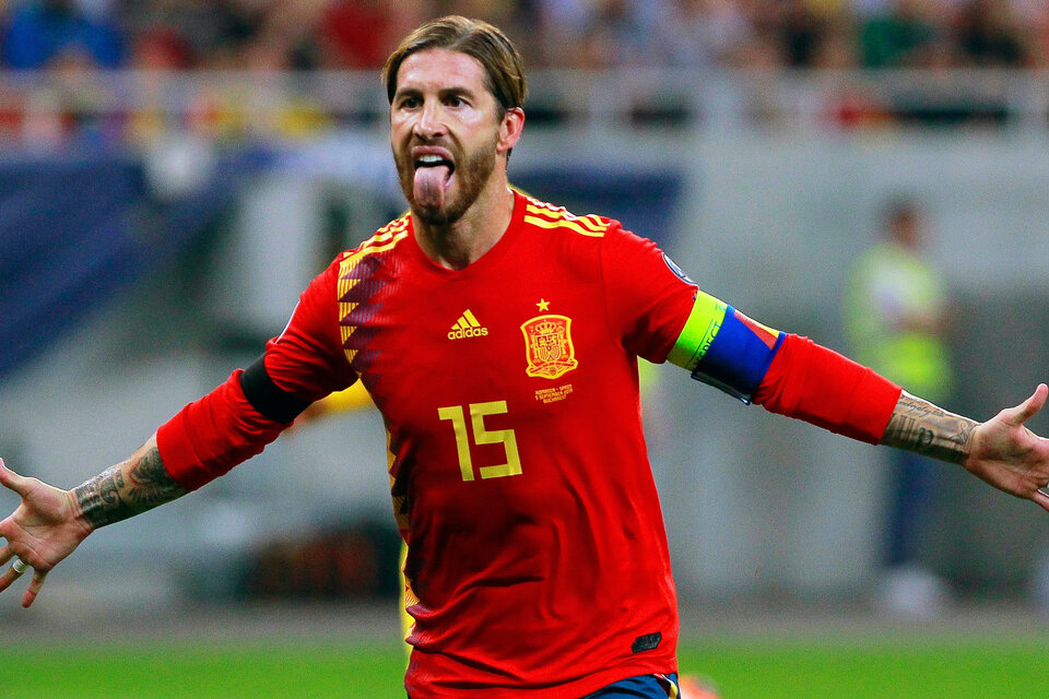 Sergio Ramos celebra el primero de España. (Fuente: EFE)