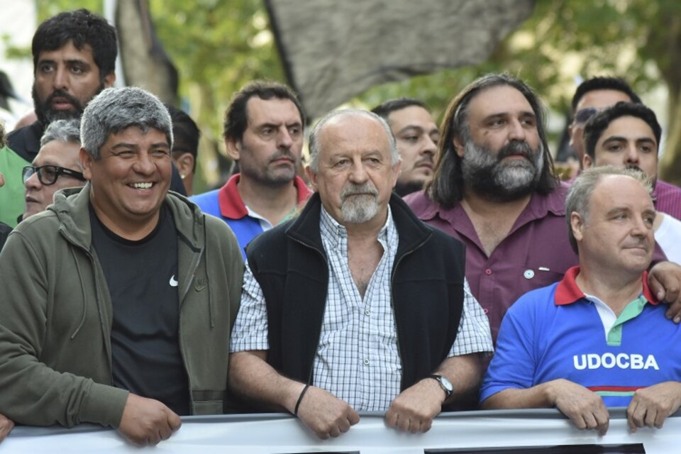 Hugo Yasky, en una marcha, junto a Pablo Moyano.  (Fuente: Noticias Argentinas)