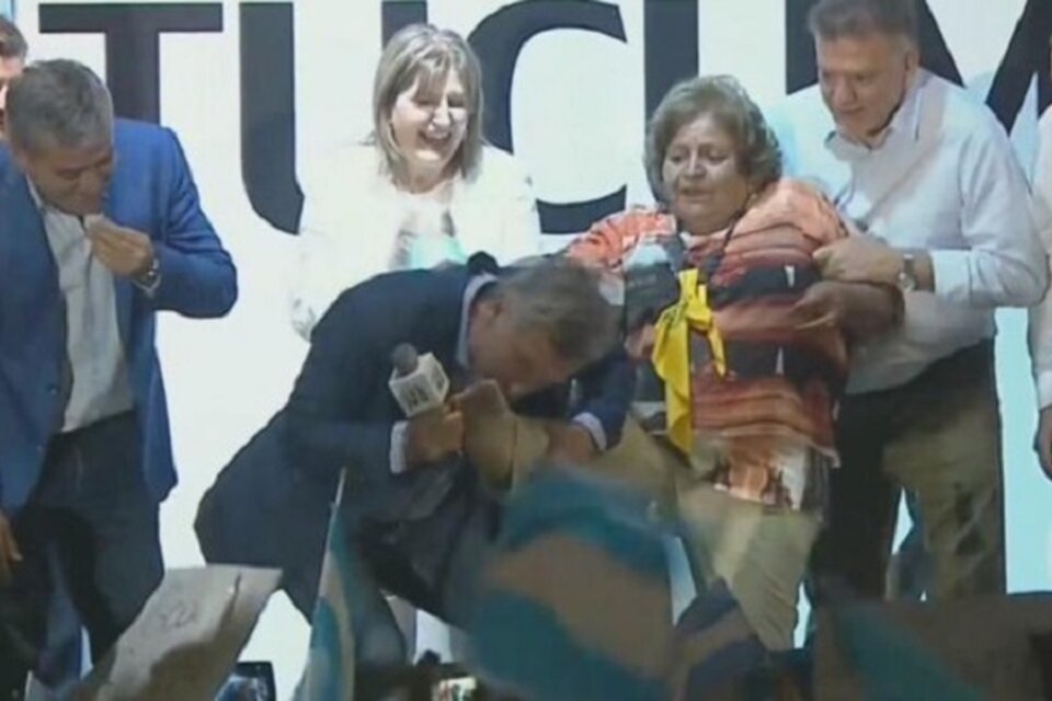 Ledesma, en el momento de la insólita reacción de Macri.  (Fuente: Captura de pantalla)