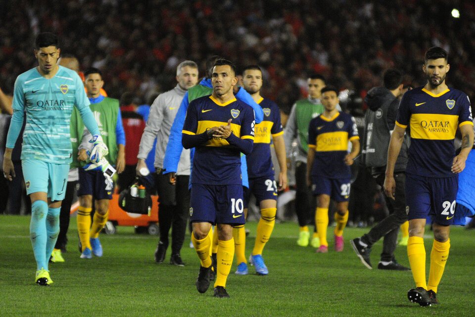 El gesto de Tevez en el partido de ida. ¿Por qué habrá sido? (Fuente: Alejandro Leiva)