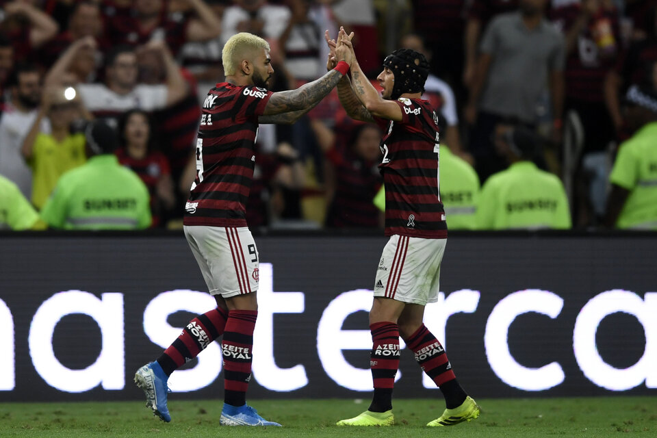 El festejo de uno de los goles del Flamengo. (Fuente: AFP)