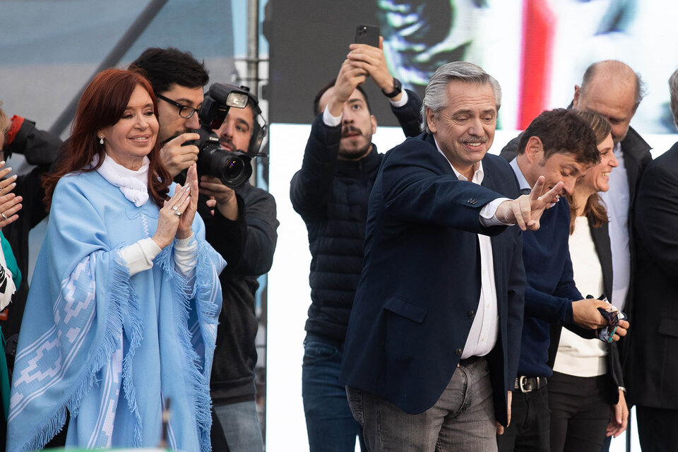 Alberto Fernández y Cristina Kirchner en el cierre del Frente de Todos. (Fuente: Joaquín Salguero)