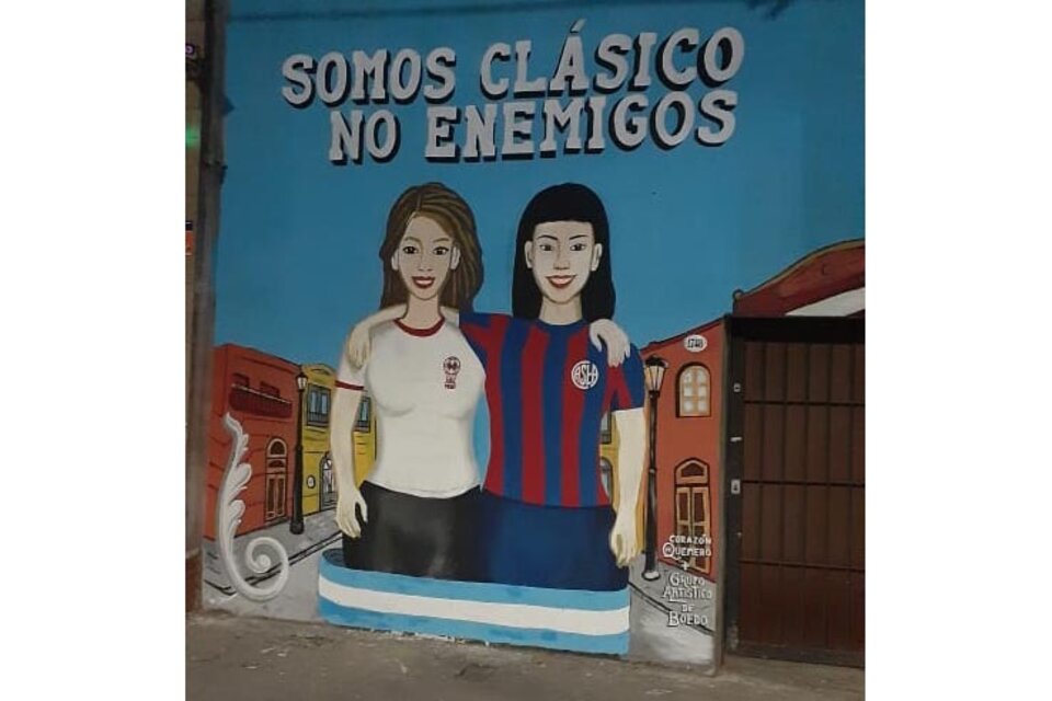 San Lorenzo y Huracán juntos en un mural