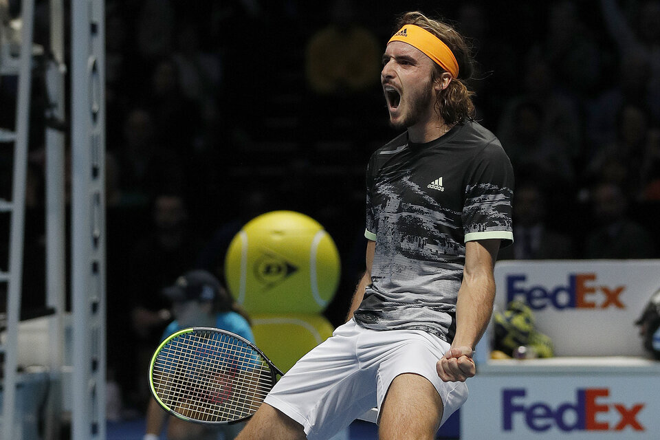 El festejo de Tsitsipas en Londres. (Fuente: AFP)