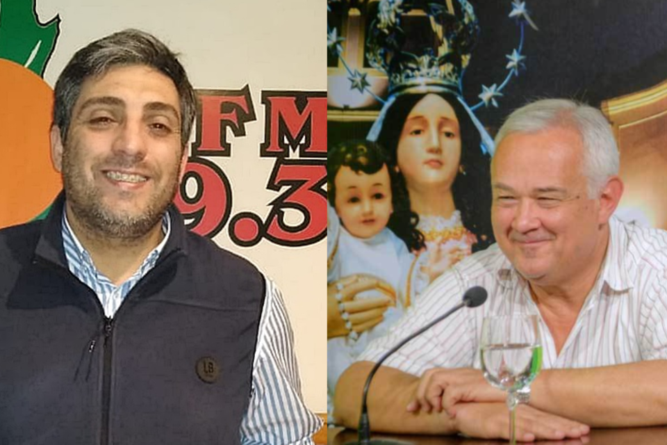 Mario Mimessi y "Chanchín" Leavy, el que entra y el que sale (Fuente: Gentileza FM Alba)