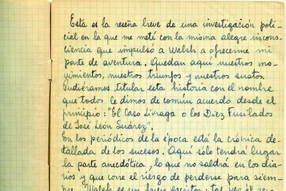 La cuidadosa letra de Enriqueta Muñiz, en los cuadernos de Historia de una investigación