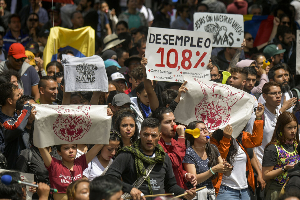 Los manifestantes coparon las calles de la capital colombiana (Fuente: AFP)