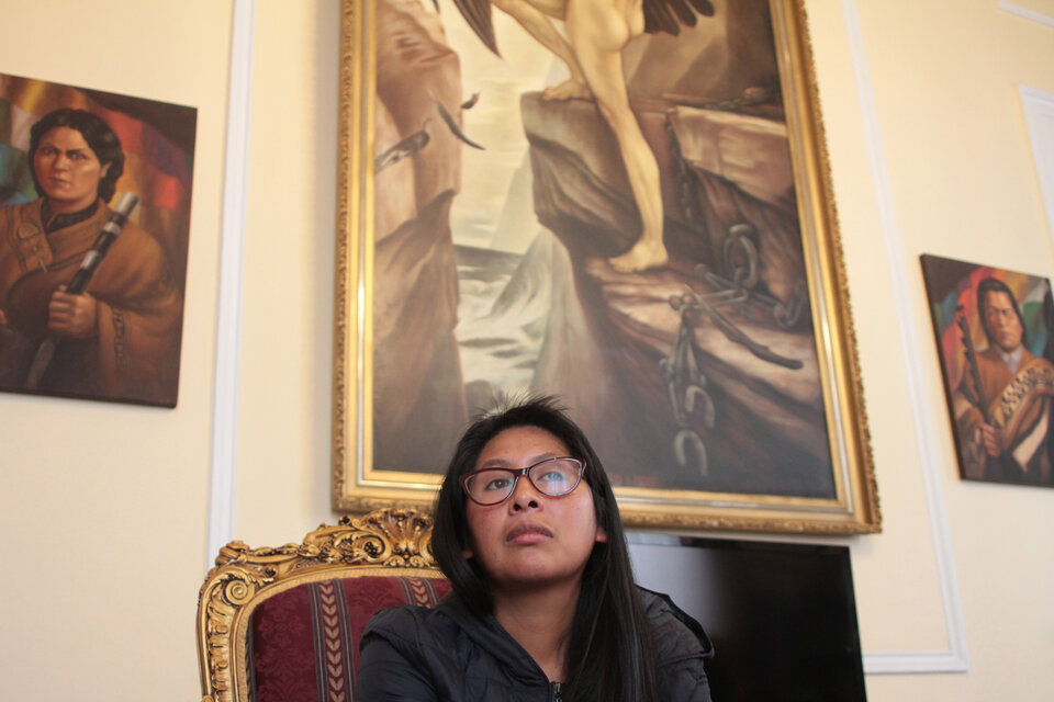 Eva Copa, presidenta de la asamblea Legislativa, en su despacho en La Paz. (Fuente: Pablo Aneli)