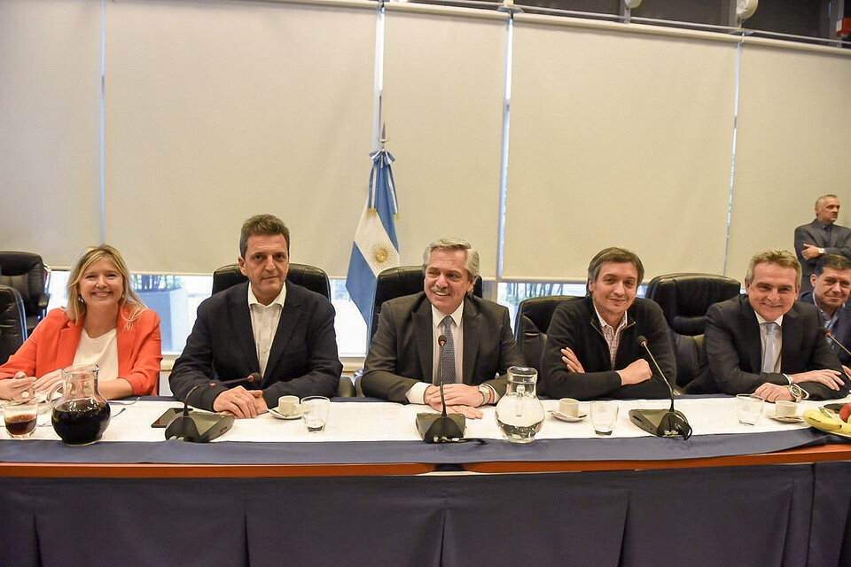 Alberto Fernández, Máximo Kirchner, Sergio Massa y Agustín Rossi en  (Fuente: NA)