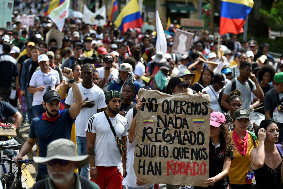 Paro y marchas masivas en todo Colombia (Fuente: AFP)