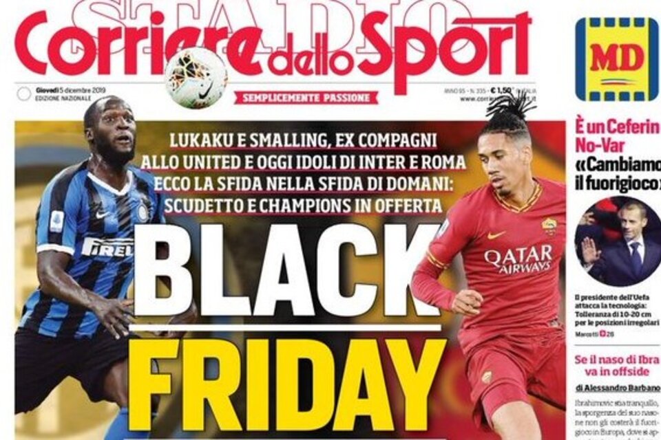 La portada de Corriere dello Sport, que despertó la indignación en Italia