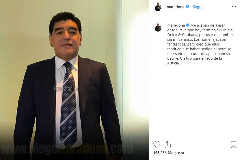  (Fuente: Instagram Diego Maradona)