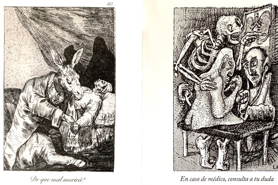 A la izquierda el "capricho" de Goya; a la derecha, el de Lorenzo Amengual.