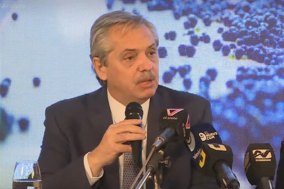Alberto Fernández durante su conferencia de prensa en Mendoza.  (Fuente: Captura de pantalla)