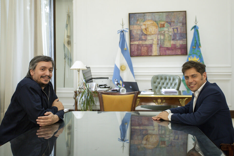 Máximo Kirchner se reunió con el gobernador Axel Kicillof. (Fuente: NA)