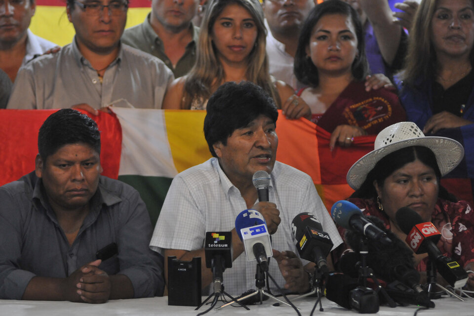 Evo Morales anunció a la fórmula presidencial del MAS. (Fuente: Julio Martín Mancini)