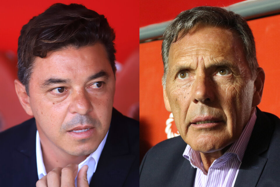 Marcelo Gallardo y Miguel Russo, el duelo de los entrenadores de River y Boca. (Fuente: NA)