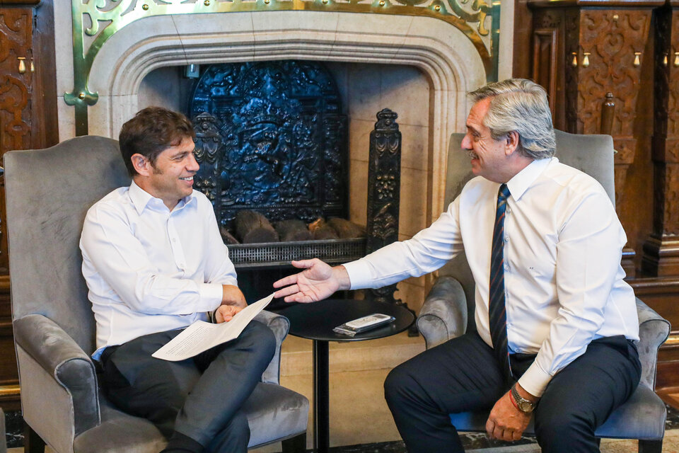 Presidente Alberto Fernández y gobernador Axel Kicillof. (Fuente: Télam)