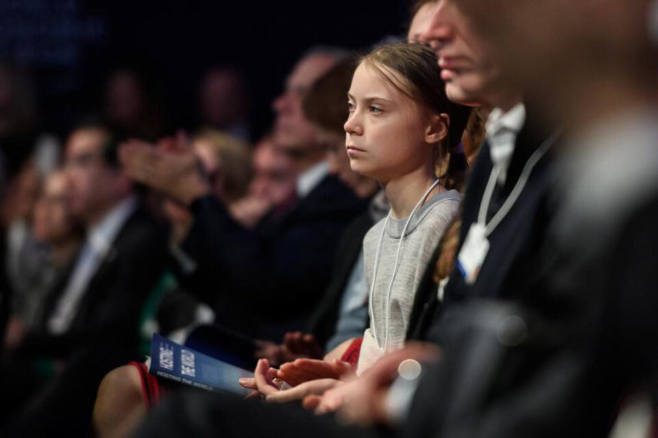 La joven ambientalista Greta Thunberg en Davos.  (Fuente: AFP)