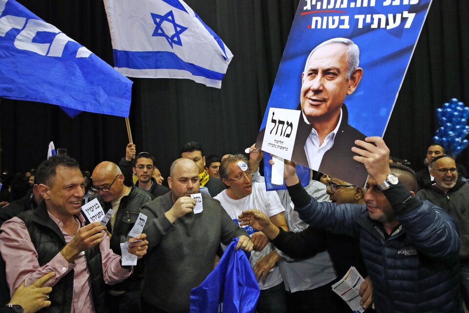 Festejos en el bunker de Likud después de las elecciones. (Fuente: AFP)