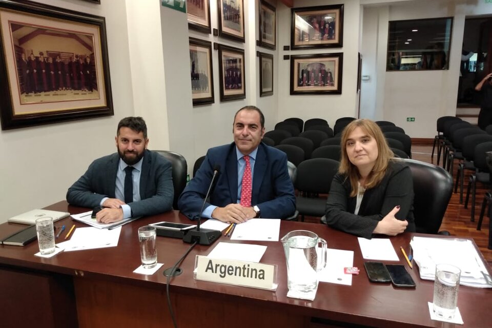 Andrea Pochak, subsecretaria de Enlace Internacional en Derechos Humanos, junto a Javier Salgado y Gonzalo Bueno, del área contenciosa en Derechos Humanos de la Cancillería