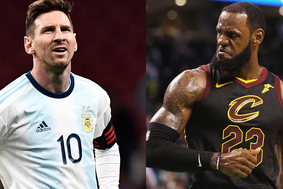 El astro Lionel Messi y LeBron James, estrella de la NBA.