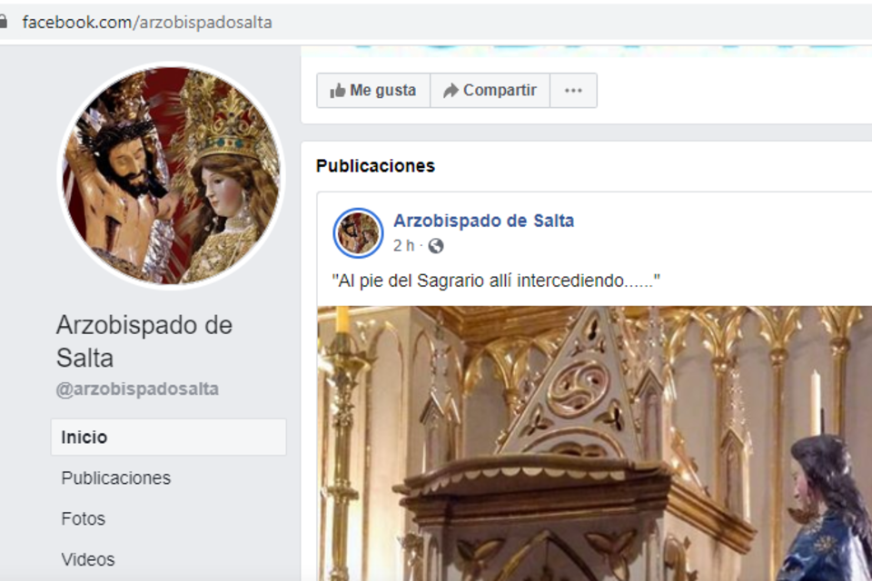 Página de Facebook del Arzobispado