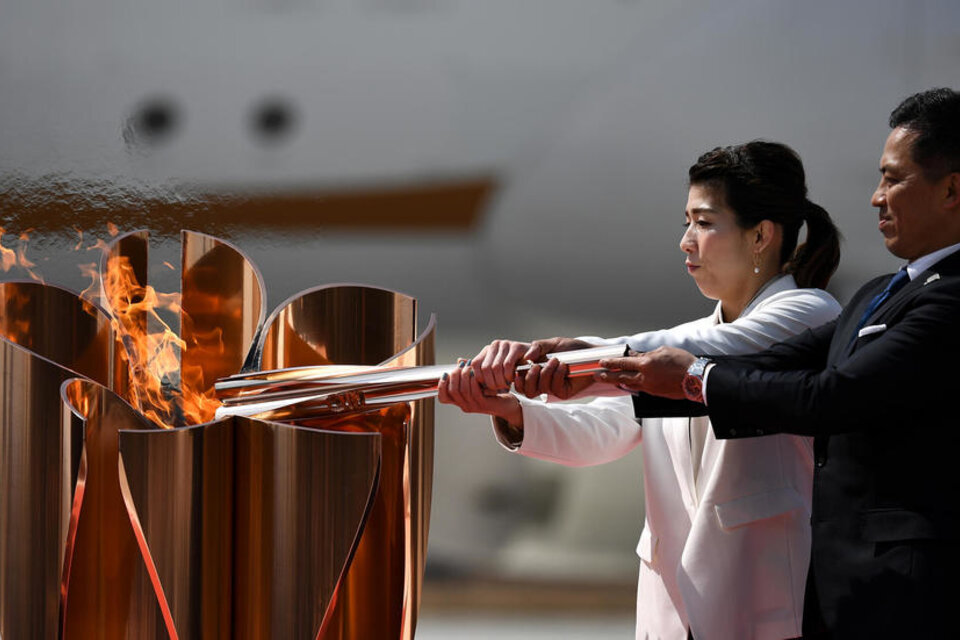 La Llama Olímpica, el día de su llegada a Japón. (Fuente: AFP)
