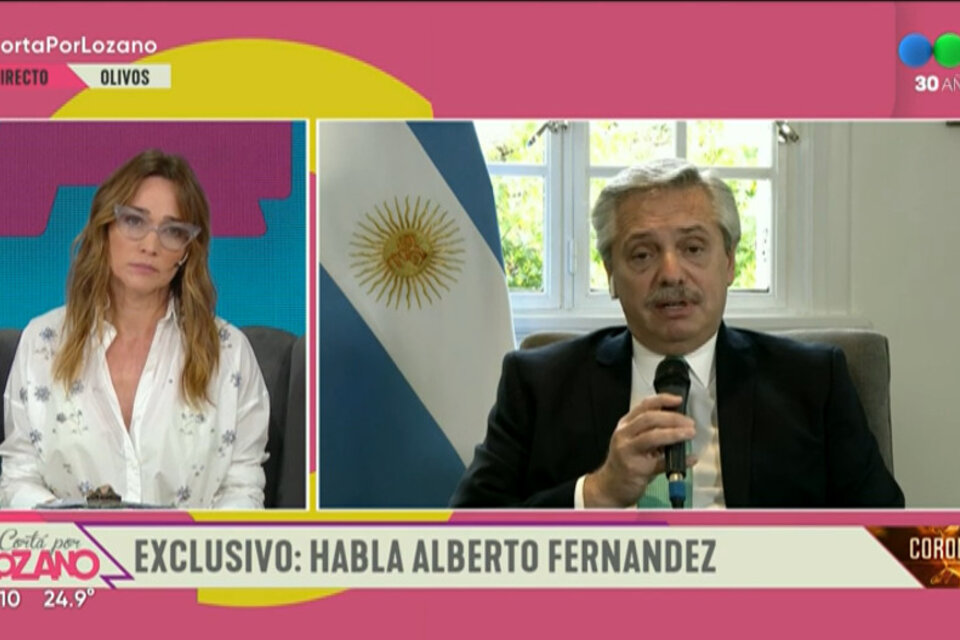 Fernández habló con el programa "Cortá por Lozano", de Telefé. (Fuente: Captura TV)