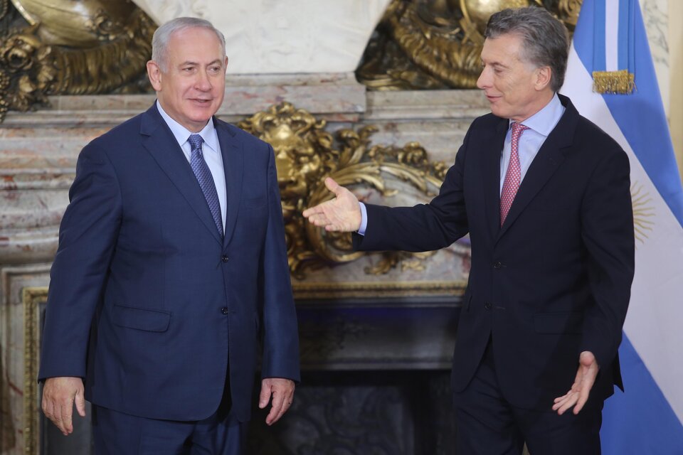 El premier israelí, Benjamin Netanyahu, y el presidente Mauricio Macri. (Fuente: NA)