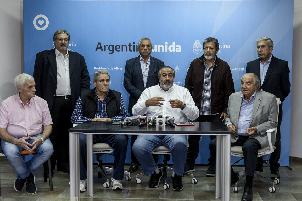 La conducción de la CGT se reunió con Alberto Fernández en la quinta de Olivos. (Fuente: Télam)