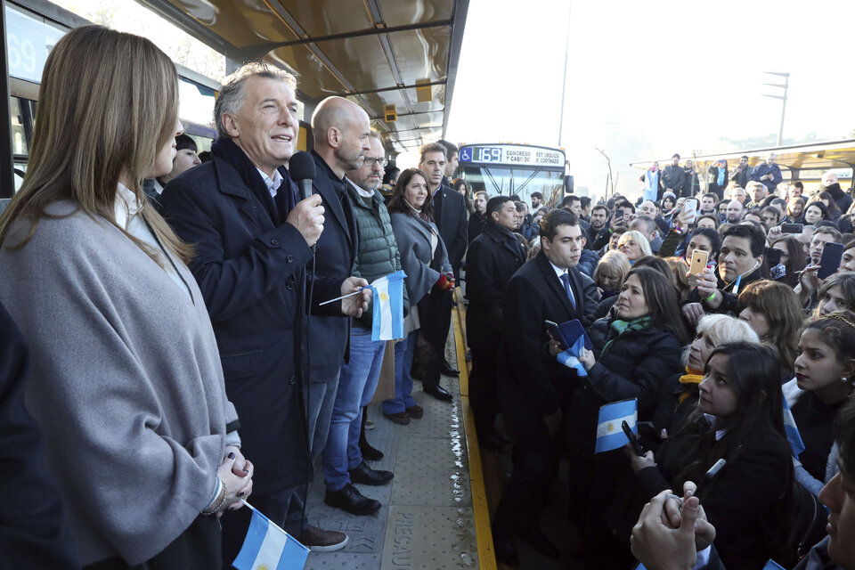 Macri en una inauguración de un Metrobus. (Fuente: NA)