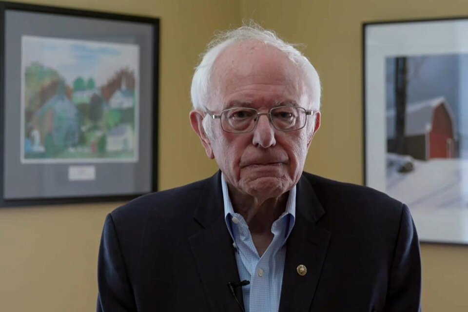 Captura del video en el que Sanders anuncia que se baja de la interna demócrata.