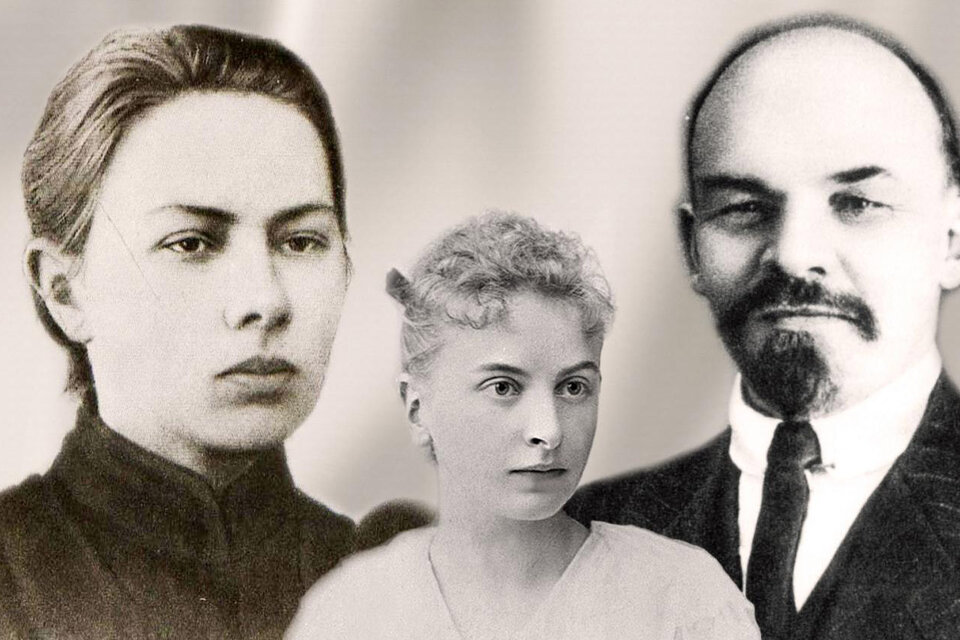 Lenin con su esposa Nadezhda Krúpskaya y su amante Inessa Armand.