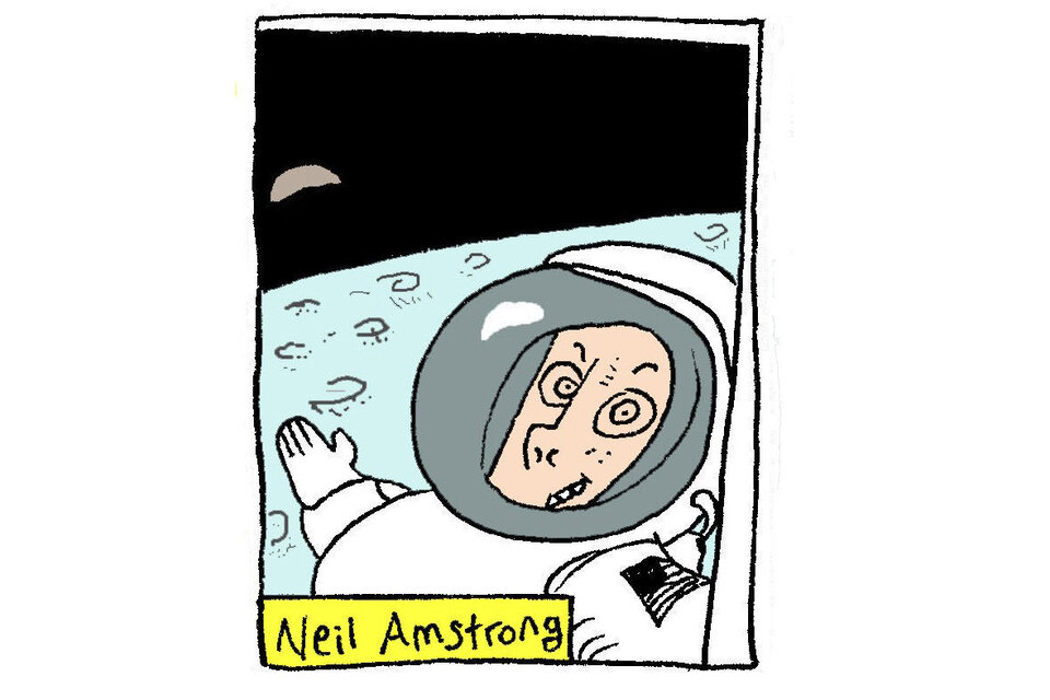 Un dibujo de Rep: "Selfie que se sacó Neil Armstrong al toque de caminar la luna".