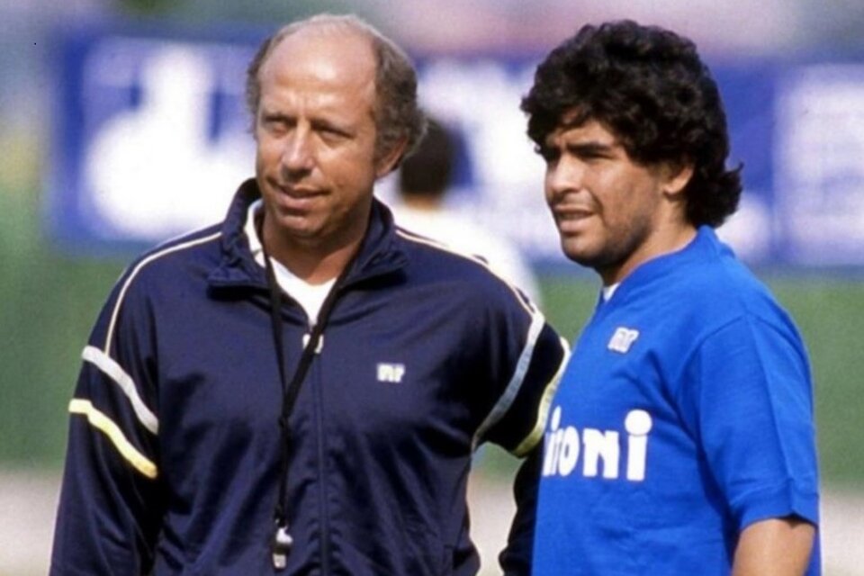 Ottavio Bianchi con Maradona, en los años felices en el Napoli