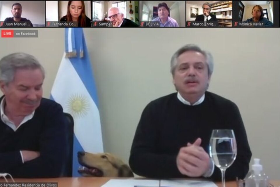 Albrto Fernández participó en teleconferencia desde Olivos.