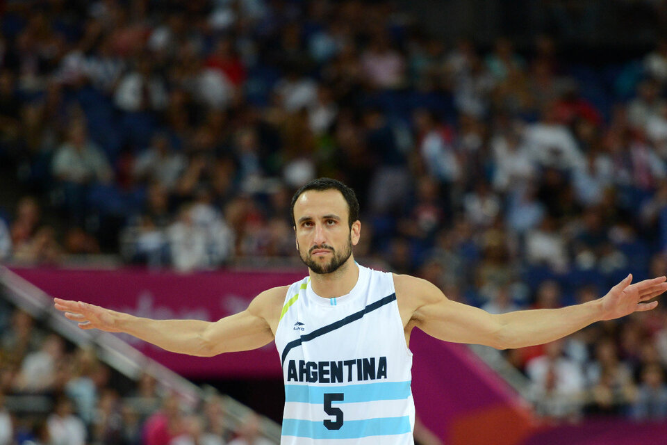 Ginóbili luciendo la camiseta argentina. (Fuente: AFP)