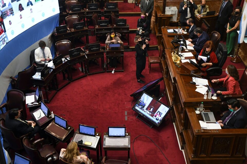 La Cámara alta durante la sesión de esta tarde.  (Fuente: Télam)