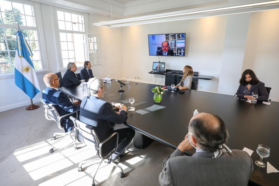 El presidente Alberto Fernández se reunió en Olivos con los representantes de la ONU. 