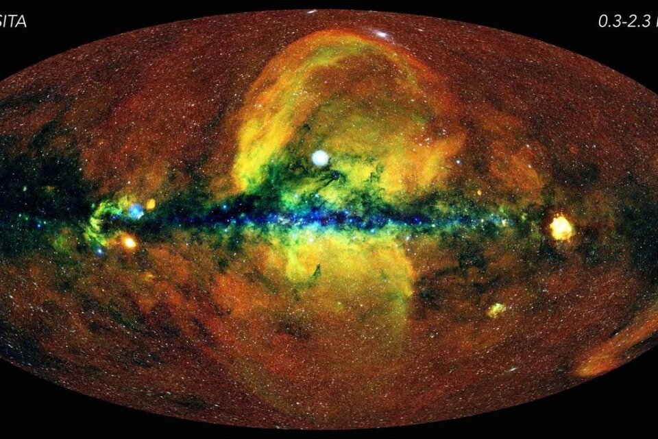 Imagen del cielo completo visto en rayos X por el telescopio espacial eRosita.