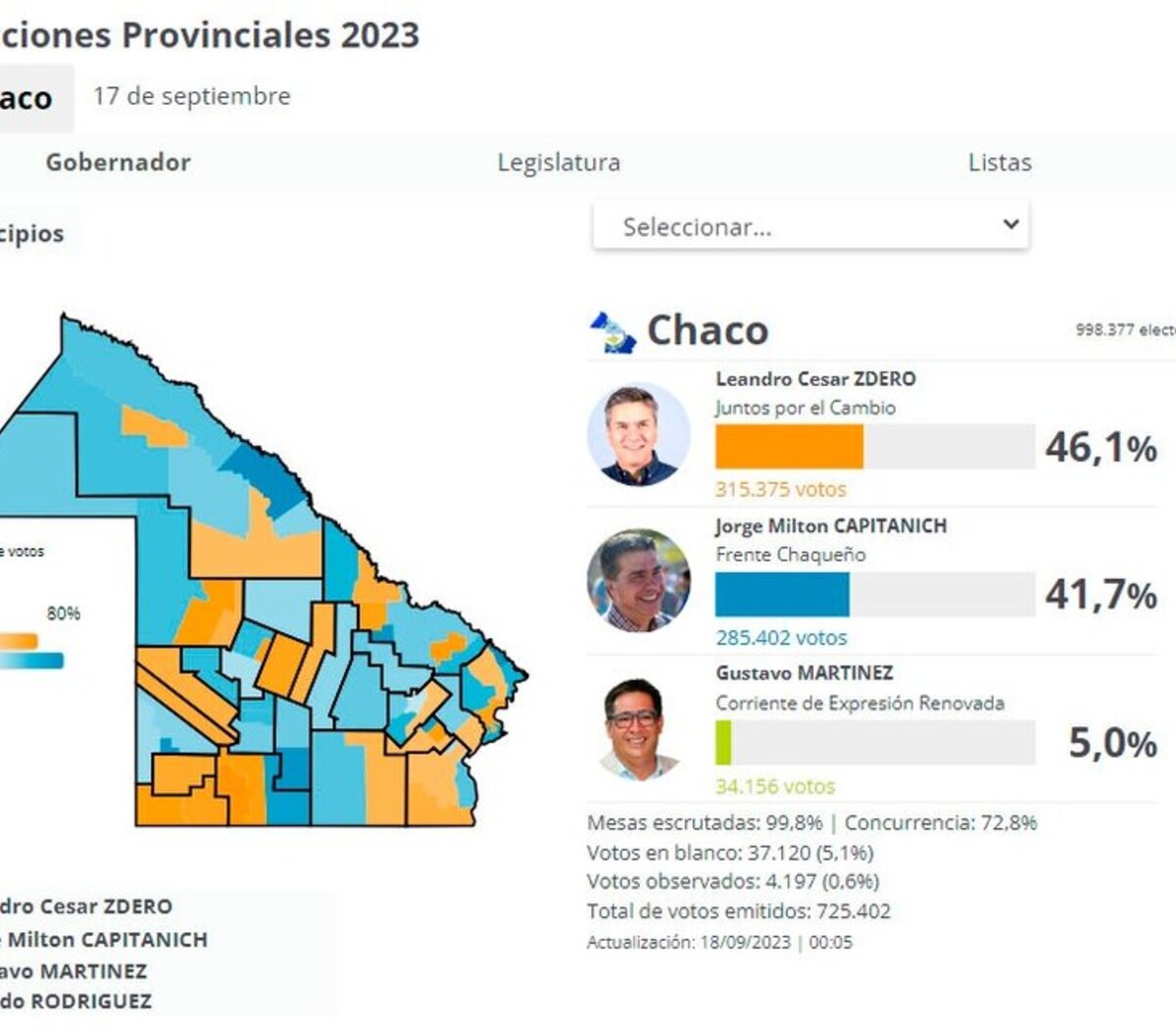 Elecciones en Chaco el mapa interactivo con los resultados