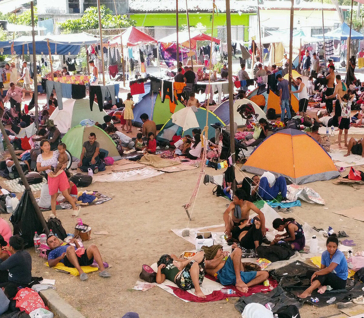 La caravana migrante se fren en Oaxaca con reclamos a AMLO