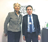 El ministro de Hacienda, Nicolás Dujovne, y la titular del FMI, Christine Lagarde, cuando se reunieron en Davos. (Fuente: DyN) (Fuente: DyN) (Fuente: DyN)
