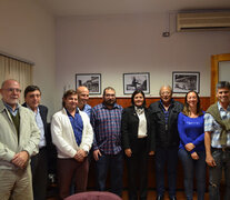 Alvarado junto a integrantes del sindicato de choferes.