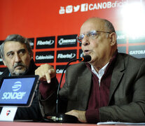 Bermúdez y Sauro, en la caliente conferencia de prensa brindada ayer en el Coloso. (Fuente: Alberto Gentilcore) (Fuente: Alberto Gentilcore) (Fuente: Alberto Gentilcore)