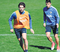 Gago, capitán y figura del Boca puntero, durante la práctica. (Fuente: Javier González Toledo) (Fuente: Javier González Toledo) (Fuente: Javier González Toledo)