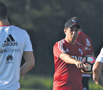 Marcelo Gallardo ayer durante el entrenamiento.